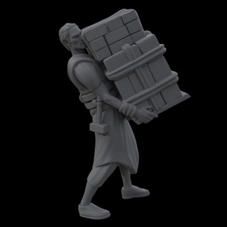 brick carrier - average trading district yourneighborknight minis Tabletop Characters & Creatures Fantasy Universe human mini builder npc 3d print model - Mito3D