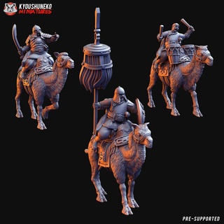 mongol commander groupe lumière cavalerie kyoushuneko miniatures table personnages créatures fantaisie univers chameau khan 3d print model - Mito3D