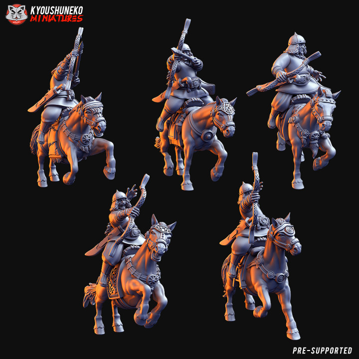 mongol archer lumière cavalerie kyoushuneko miniatures table personnages créatures fantaisie univers cheval 3D print model - Mito3D