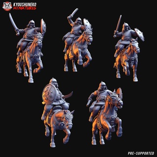 mongol swordmen light cavalry kyoushuneko miniatures Tabletop Characters & Creatures Fantasy Universe horse 3d print model - Mito3D