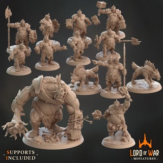 complete ogres army bundle presupported lord war miniatures Tabletop Characters & Creatures Fantasy Universe dragons dungeons fantasy giant modular roleplay rpg hunter miniature weapons boardgame tabletop wargame dnd warriors wardogs berserker hyena cyclop supported 3d print model - Mito3D