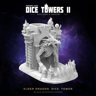 dt05 elder dragon dice tower possibly cool 2 black blossom games Tabletop accessories decoration rpg terrain warhammer dungeon d&d dnd scatter 3d print model - Mito3D