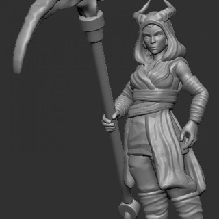 bride asmodius b Tabletop Characters & Creatures Fantasy Universe female horns dnd tiefling scyth 3d print model - Mito3D