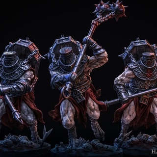 hammer knights x 3 bestiarum miniatures knight monster undead warrior infantry darksouls 32mm soulslike 3d print model - Mito3D