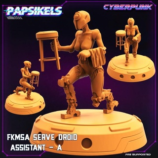 fkmsa servir droïde assistant papsikels miniatures table personnages créatures Sci univers robot bot gynoïde 3d print model - Mito3D