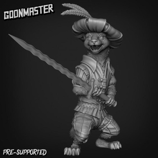 weasel witch hunter flamberge1 goon master Tabletop Characters & Creatures Fantasy Universe hat animal creature dragons dungeons medieval rpg sword wargaming tabletop dnd folk kin critter flamberge landschneckt 3d print model - Mito3D