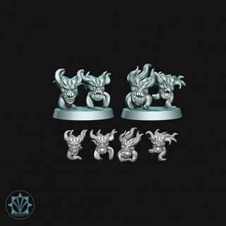 flame head abomination realm paths Tabletop Characters & Creatures Fantasy Universe demon horror pink blue dnd warhammer40k 3d print model - Mito3D