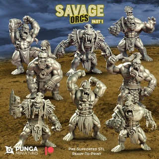 savage orcs part 1 punga miniatures Tabletop Characters & Creatures Fantasy Universe fantasy football orc 3d print model - Mito3D