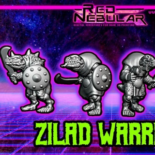 zilad warriors multipart red nebular Tabletop Characters & Creatures Fantasy Universe axe fantasy lizard scifi golden lizardmen 3d print model - Mito3D