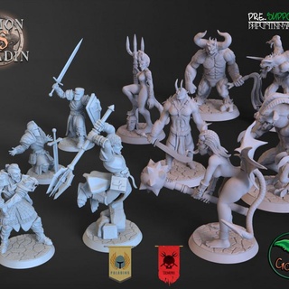 demon vs paladin - bundle goblin art studios Tabletop Characters & Creatures Fantasy Universe figurine games highdetail knight medieval miniatures rpg sword toys warhammer painting hammer 3dprinting evil boardgame tabletop templar dnd 3d print model - Mito3D