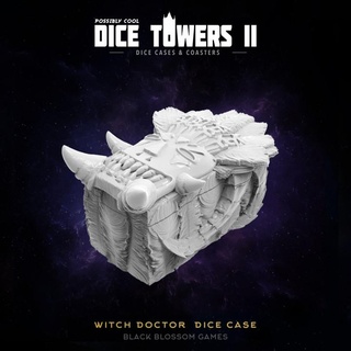 dc28 witch doctor dice case box possibly cool tower 2 black blossom games Tabletop accessories orc rpg chest dnd goglin 3d print model - Mito3D