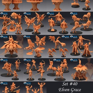 elven grace set elf & fairy encounter forest creatures pre-supported epic-miniatures dragon fantasy medieval monster rpg unicorn warhammer sla ent enemy tabletop dungeon jungle dnd pathfinder druid fey treant npc supported pre alraune 3d print model - Mito3D