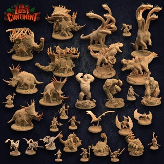lost continent complete set - presupported dragon trappers lodge Tabletop Characters & Creatures Fantasy Universe 3D Printable Terrain dinosaur terrain gorilla trex triceratops basilisk raptor hydra pterodactyl brontosaurus saurian spinodon stegasaurus 3d print model - Mito3D