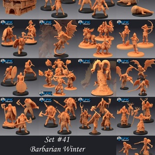 barbarian winter set ice & north lands encounter frost creatures pre-supporter epic-miniatures creature dragon fantasy medieval monster player rpg warhammer character hall sla enemy land tabletop dungeon polar dnd drake pathfinder shaman npc pre-supported supported pre abishai 3d print model - Mito3D