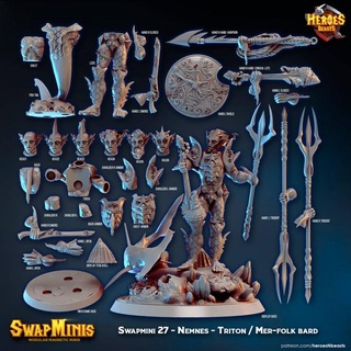 swapmini 27 nemnes tritón mer folk heroes ganado mesa caracteres criaturas fantasía universo sirena Aquaman Merfolk atlante pescadores atlas 3d print model - Mito3D