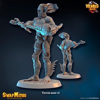 tritón bardo heroes ganado mesa caracteres criaturas fantasía universo pez Aquaman Atlantis Merfolk atlante 3d print model - Mito3D