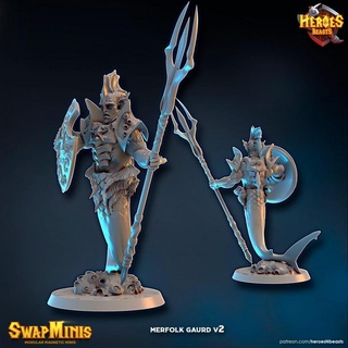 mer-folk warrior heroes & beasts Tabletop Characters Creatures Fantasy Universe fish triton aquaman atlantis merman merfolk atlantean 3d print model - Mito3D