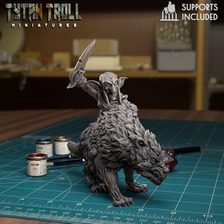 wolf rider 02 pre-supported tytantroll miniatures Store dragons dungeons giant goblin scale sword minis 28mm 32mm warg riders 3d print model - Mito3D
