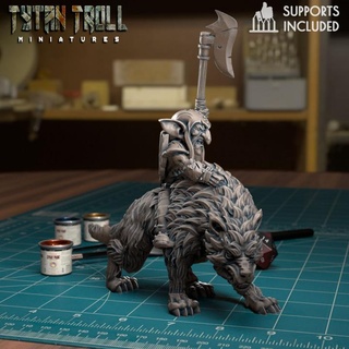wolf rider 03 pre-supported tytantroll miniatures Store dragons dungeons fantasy goblin scale minis 28mm dnd 32mm presupported 3d print model - Mito3D