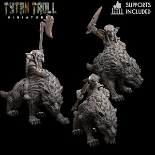 lupo cavaliere pacco pre supported tytantroll miniature draghi dungeon fantasia goblin scala dnd 32mm folletti pelle verde 3d print model - Mito3D