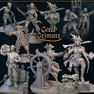pirates great grimoire Tabletop Characters & Creatures Fantasy Universe fantasy miniatures 3dprinting dnd 3dart 3dmodels presupported greatgrimoire 3d print model - Mito3D
