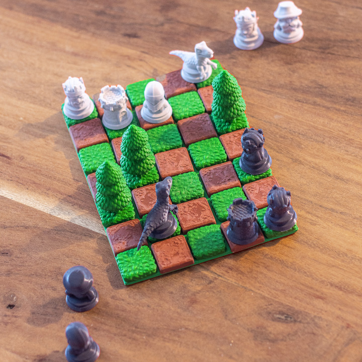 escaramuza ajedrez florian azar tablero juegos personalizado ladrillos figura juego Rey Caballero terreno miniatura mesa 3D print model - Mito3D