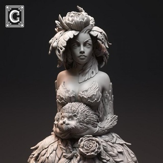 dryad creepytables Tabletop Characters & Creatures Fantasy Universe bust girl lady nature miniature hedgehog 1 10 bestseller 3d print model - Mito3D