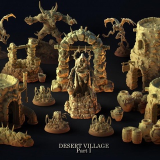welcome pack feb tainted windmill Tabletop 3D Printable Terrain Fantasy desert wargames monsters harpy village houses dnd clay mechanicus 3d print model - Mito3D