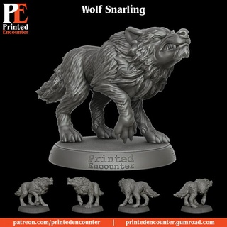 wolf snarling 1 printed encounter Tabletop Characters & Creatures Fantasy Universe mini rpg miniature tabletop wolves dnd ttrpg 3d print model - Mito3D