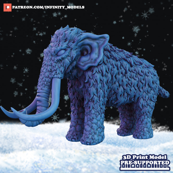 mamut infinitymodels mesa caracteres criaturas fantasía universo animal bestia monstruo salvaje invierno miniatura hielo dnd pionero 3D print model - Mito3D