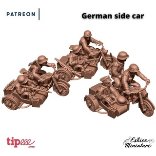 Almanca yan araba 28mm savaş oyunu Eskice minyatür e masaüstü karakterler yaratıklar tarihi Evren Araçlar makineler mağaza aksiyon bisiklet cıvata heykelcik motor ww2 arabalar moto 15mm 1 72 gerlman 3d print model - Mito3D