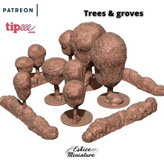 arbres bocages 28mm jeu guerre eskice miniature table personnages créatures historique univers 3D imprimable terrain boutique arbre paysage 15mm végétal bosquet 1 72 bocage 3d print model - Mito3D