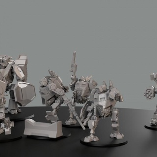 8 special character battlesuits - space communist human auxiliaries downtown3d Tabletop Characters & Creatures Sci-Fi Universe Vehicles Machines 40k guard robot sci-fi vehicle warhammer miniature imperial mecha tau battlesuit eight opr riptide farsight gue'vesa xv8 xv88 3d print model - Mito3D