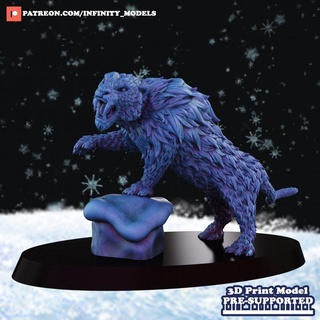 ice leopard infinitymodels Tabletop Characters & Creatures Fantasy Universe animal beast game tiger warhammer wild winter miniature boardgame tabletop dnd pathfinder 3d print model - Mito3D