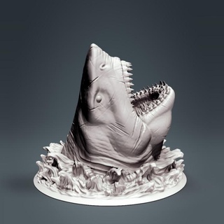 megalodon's head clynche art Toys & Games Animal Creature Figures Tabletop Characters Creatures shark tabletop megalodon dnd 3d print model - Mito3D