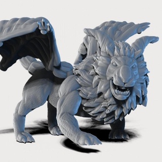 manticore - pre supported saga miniatures Tabletop Characters & Creatures Fantasy Universe beast creature game lion monster wings tabletop dnd presupported 3d print model - Mito3D