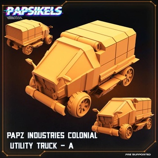 papz indústrias colonial Utilitário caminhão papsikels miniaturas tampo mesa personagens criaturas Sci Fi universo veículos maquinas loja modular terreno veículo 3d print model - Mito3D