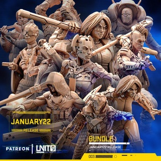 siberpunk modeller paket january22 serbest bırakmak unit9 masaüstü karakterler yaratıklar Sci Fi Evren Patreon 3d print model - Mito3D