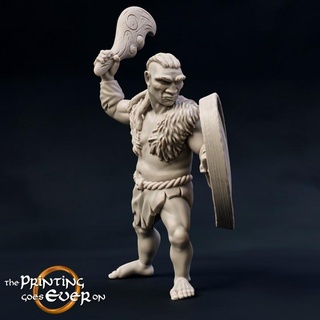 woodwose fighter - model presupported printing goes ever Store fantasy mini shield stone wargaming warhammer warrior wild club bronze miniature lotr age tabletop iron 28mm dnd primitive frostgrave skirmish neanderthal 5e pre-supported wildling statblock wose 3d print model - Mito3D
