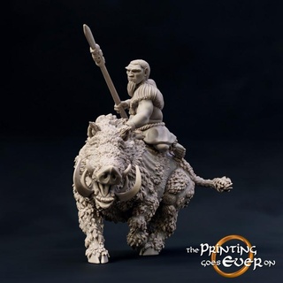 great boar rider - presupported printing goes ever Store animal beast fantasy mini monster stone wargaming warhammer wild bronze miniature lotr large huge age tabletop iron 28mm dnd primitive frostgrave skirmish neanderthal 5e pre-supported wildling statblock wose 3d print model - Mito3D