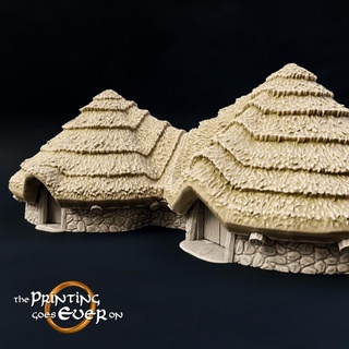 iron age hut - version c supportless printing goes ever building environment fantasy fdm filament house modular nature rpg stone terrain wargaming warhammer bronze straw lotr tabletop village 28mm dnd primitive frostgrave skirmish scatter neanderthal thatched 5e hay 3d print model - Mito3D