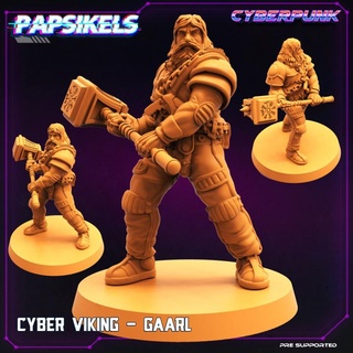 cyber viking - gaarl papsikels miniatures Tabletop Characters & Creatures Sci-Fi Universe thor hammer 3d print model - Mito3D