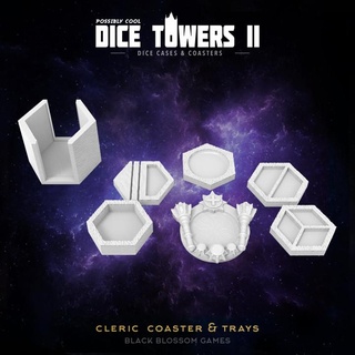 tc11 cleric coaster & trays possibly cool dice tower 2 black blossom games Tabletop accessories fantasy rpg warhammer dungeon d&d dnd 3d print model - Mito3D