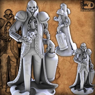 lich snee 3d Tabletop Characters & Creatures Fantasy Universe skeleton skull undead gas mage armored olfactory 3d print model - Mito3D