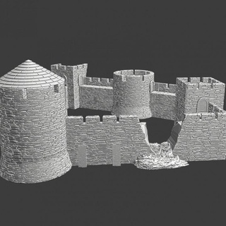 modular medieval castle system - walls 1 northern crusades miniatures Tabletop Characters & Creatures Historical Universe 3D Printable Terrain wargaming wall 28mm scenery knights fortress baltic teutonic destoyed 3d print model - Mito3D