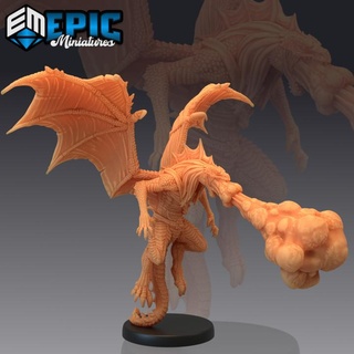 draconic demon green breath attack demonic encounter winged devil dragonborn epic-miniatures dragon fantasy medieval monster rpg warhammer sla enemy tabletop dungeon dnd pathfinder npc pre-supported supported pre abishai 3d print model - Mito3D