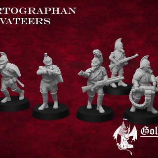 cartographan privateers golden dragon games Tabletop Characters & Creatures Fantasy Universe Store 40k guard royal soldier warhammer steampunk imperial rogue regal astra trader militarum retinue grimdark dragoon voidsmen 3d print model - Mito3D
