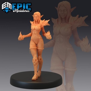 high elf mage female elven warrior elvish tribe epic-miniatures fantasy medieval monster rpg warhammer sla enemy tabletop dungeon dnd pathfinder npc pre-supported supported pre 3d print model - Mito3D