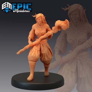 forest druid female nature leader woodland guardian epic-miniatures fantasy medieval monster rpg warhammer sla enemy tabletop dungeon dnd pathfinder npc pre-supported supported pre 3d print model - Mito3D