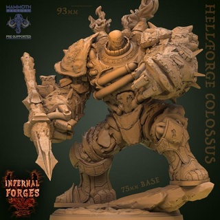 hellforge colossus mammoth factory Tabletop Characters & Creatures Fantasy Universe giant golem monster spear fire huge automaton construct burning 3d print model - Mito3D